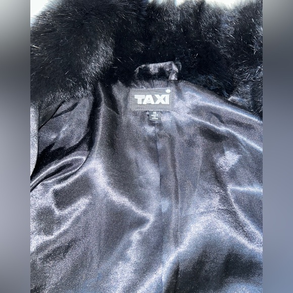 Taxi Vintage Black Rabbit Fur Cropped Coat Sz L - Picture 3 of 3